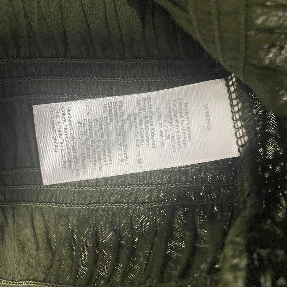 Madewell Shirt Large Smocked Boatneck Top Olive Green Puff Sleeve NY504